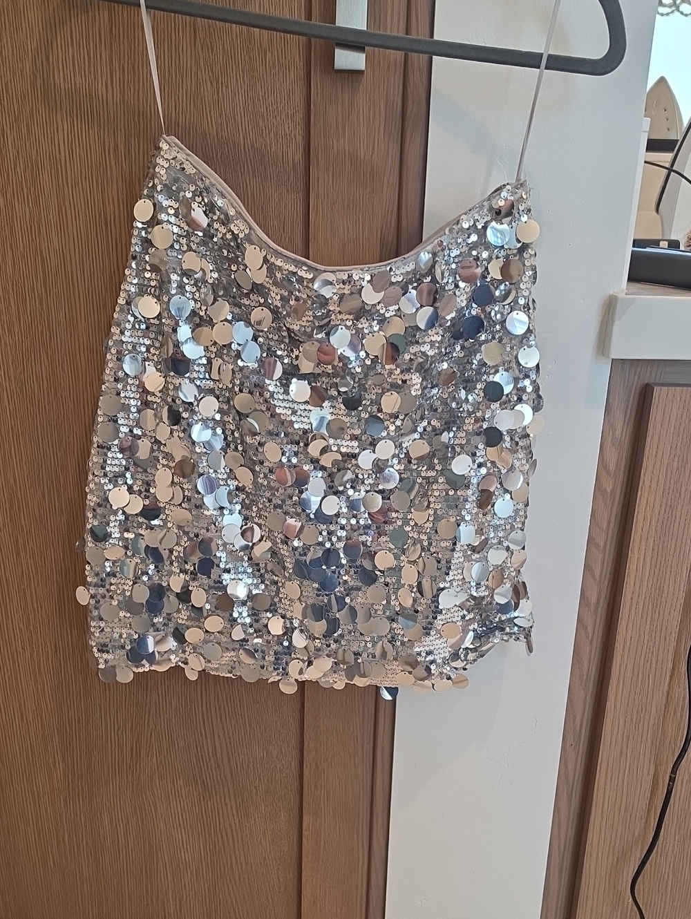Vici Silver Sequin Mini Skirt